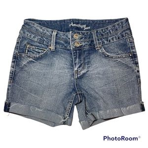 Amethyst Jeans Washed Out Cuffed Embroidered Size 1 Slightly Distressed